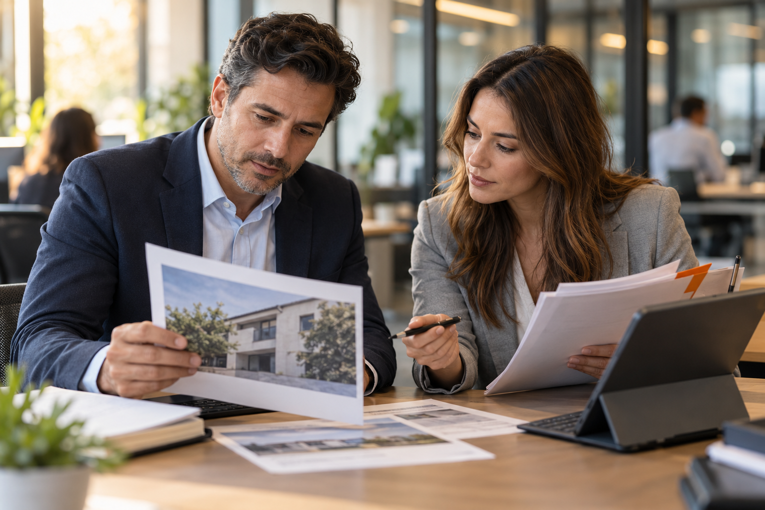Insurance professionals reviewing a claim