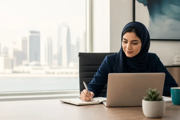 Manager introducing a new colleague to the team in a bright office