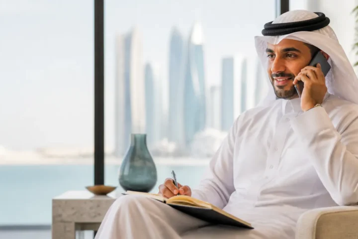 Client and adviser talking through a requirement at an office table