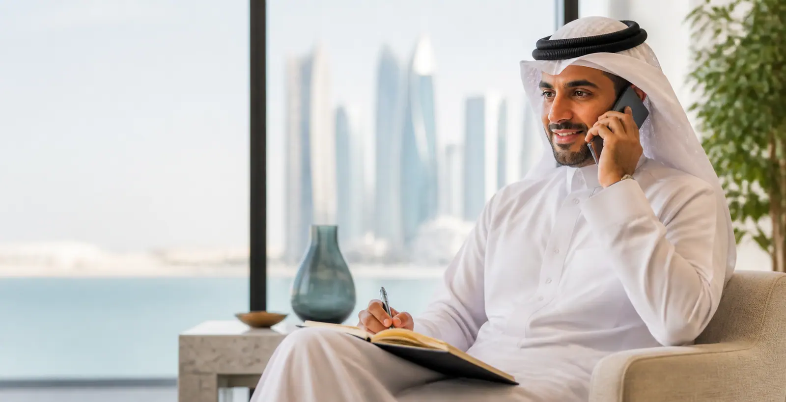 Client and adviser talking through a requirement at an office table