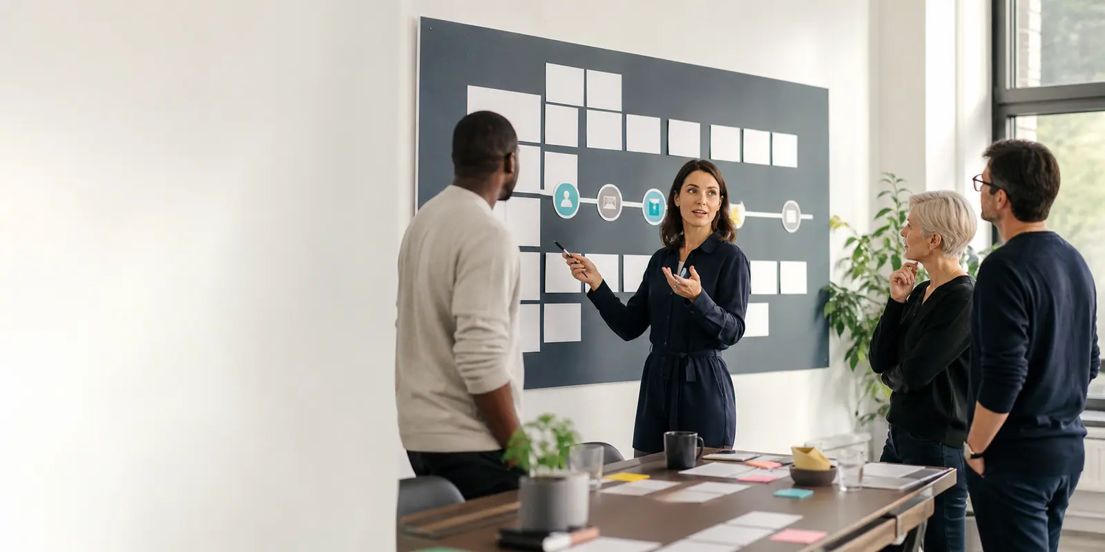 Customer experience lead running a stand-up with a support team